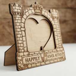 Personalized Wooden Castle Photo Frame Fairy Tale Heart Picture Happily Ever After Wedding Gift Anniversary Decor Princess - thumbnail 2