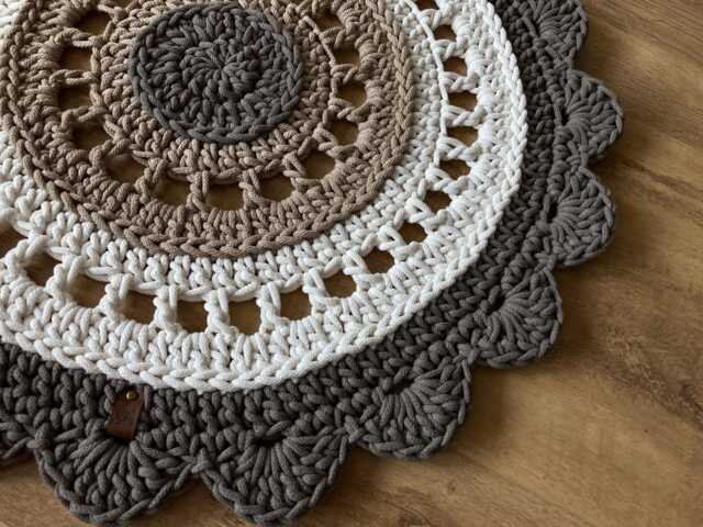 Handmade Crochet Round Rug, Cotton Washable Mandala Custom Size & Colors - image 1