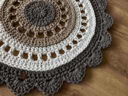 Handmade Crochet Round Rug, Cotton Washable Mandala Custom Size & Colors - thumbnail 1