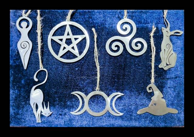 Pagan Christmas Tree Decoration/Winter Solstice Ornaments Yule Gift Witch Symbol Witchy Decor Altar Display Moon Goddess - image 1