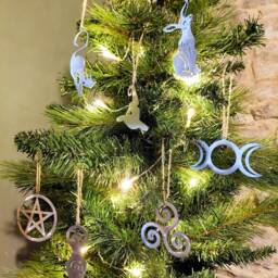 Pagan Christmas Tree Decoration/Winter Solstice Ornaments Yule Gift Witch Symbol Witchy Decor Altar Display Moon Goddess - thumbnail 4