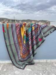 Handmade Reversible Kantha Quilt Vintage Patchwork Block Print Cotton Bohemian Bedspread - thumbnail 1