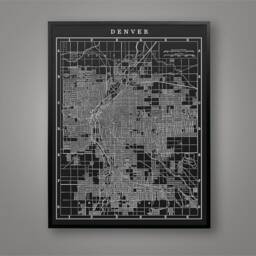 Denver City Map Print 1900S Black & White Lithograph - Fine Art Cabin Decor - thumbnail 3