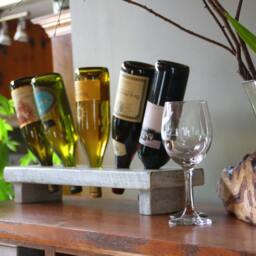 Rustic Distressed Wood Wine Rack - Personalized 5-Bottle Display - thumbnail 2