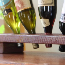 Rustic Distressed Wood Wine Rack - Personalized 5-Bottle Display - thumbnail 4