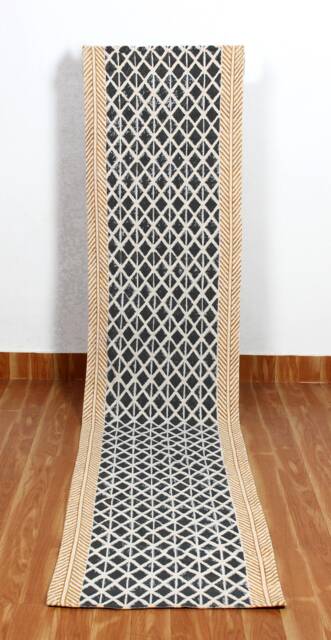 Blue Beige Handmade Rug Hallway Stair Cotton Runner Dhurrie Hand Block Print Custom Living Room Carpet Christmas Gift 2x8 3x10 4x20 Feet - image 1
