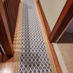 Blue Beige Handmade Rug Hallway Stair Cotton Runner Dhurrie Hand Block Print Custom Living Room Carpet Christmas Gift 2x8 3x10 4x20 Feet - thumbnail 3