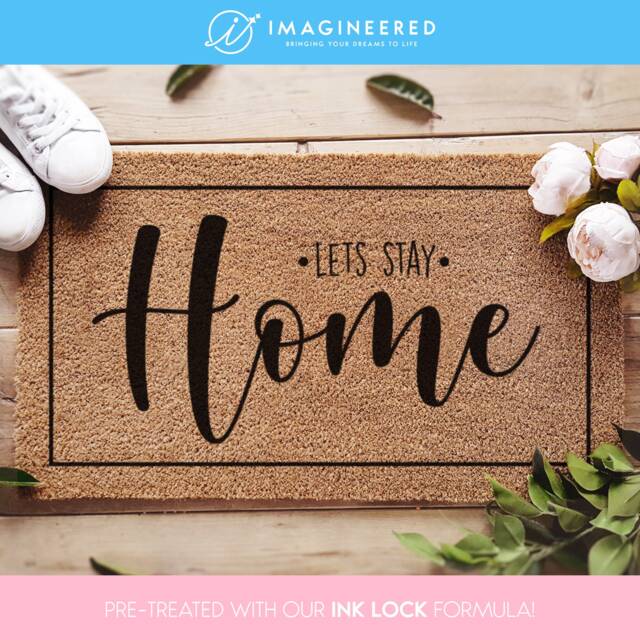 Lets Stay Home Welcome Doormat - Rug Funny Gift Housewarming Door Mat New Realtor - image 1