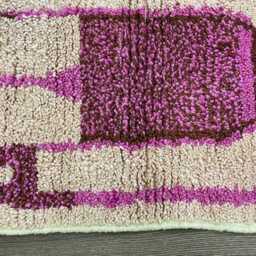 Handmade Wool Runner Rug Pink Moroccan Colorful Design - thumbnail 3