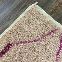Handmade Wool Runner Rug Pink Moroccan Colorful Design - thumbnail 4