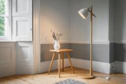 Element Floor Lamp in Solid Oak Wood & Ceramic - thumbnail 1
