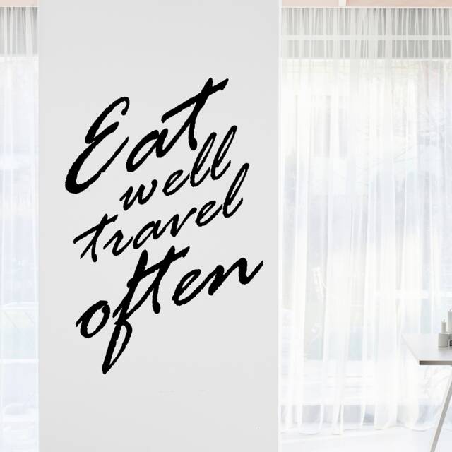 Eat Well Travel Often Inspirational Motivational Wall Decal Quote Art Inspired Focus Positive Home Room Decor Encouragement 26x17 Inches - image 1