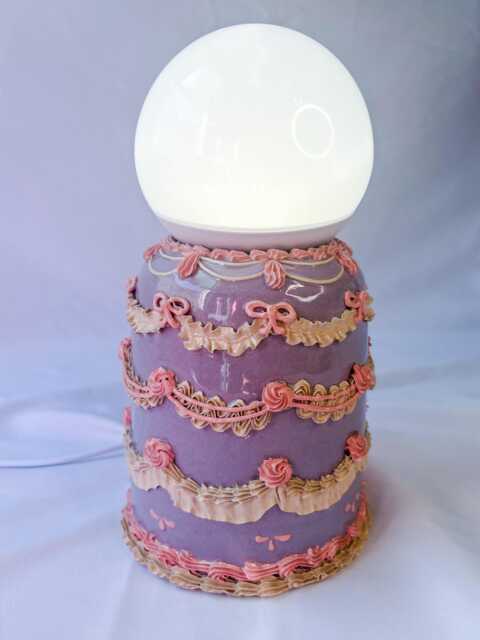 Purple & Pink Ceramic Cake Table Lamp - image 1