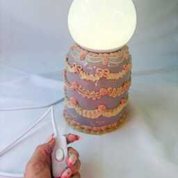 Purple & Pink Ceramic Cake Table Lamp - thumbnail 2