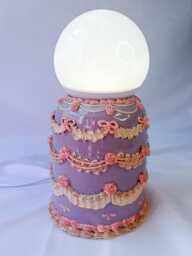 Purple & Pink Ceramic Cake Table Lamp - thumbnail 1