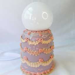 Purple & Pink Ceramic Cake Table Lamp - thumbnail 3