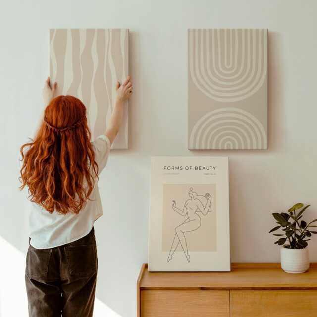 Canvas Art Set Of 3 - Patterns Delicate Boho Decorations, Beige Wall Large, Abstract Decor - image 1