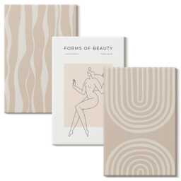 Canvas Art Set Of 3 - Patterns Delicate Boho Decorations, Beige Wall Large, Abstract Decor - thumbnail 2