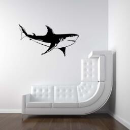 Shark Wall Decal, Great White Sticker, Ocean Art, Bathroom Decor, Marine Life Accent, Week Mural - thumbnail 3