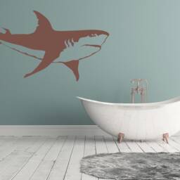 Shark Wall Decal, Great White Sticker, Ocean Art, Bathroom Decor, Marine Life Accent, Week Mural - thumbnail 2