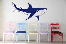 Shark Wall Decal, Great White Sticker, Ocean Art, Bathroom Decor, Marine Life Accent, Week Mural - thumbnail 1