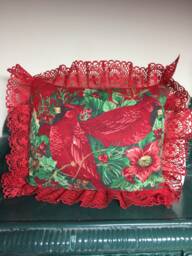 Vintage Cardinal Quilted Christmas Pillow Tuck Shelf Sitter - thumbnail 1