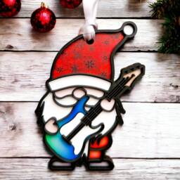 Guitar & Drum Gonk Christmas Tree Decoration Acrylic Or Wooden - thumbnail 2