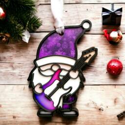 Guitar & Drum Gonk Christmas Tree Decoration Acrylic Or Wooden - thumbnail 3