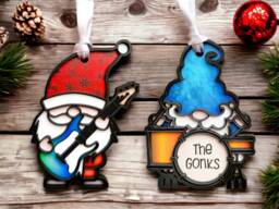 Guitar & Drum Gonk Christmas Tree Decoration Acrylic Or Wooden