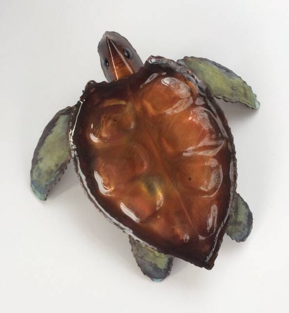 Copper Sea Turtle/Coastal Art/Metal Nautical Decor/Hand Hammered Sculpture/Copper Wall Art/Coastal Decor/Metal Turtle/Kitchen Decor - image 1