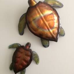 Copper Sea Turtle/Coastal Art/Metal Nautical Decor/Hand Hammered Sculpture/Copper Wall Art/Coastal Decor/Metal Turtle/Kitchen Decor - thumbnail 2