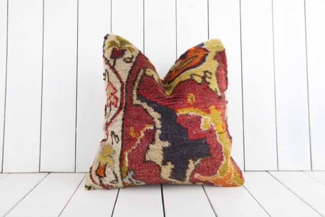16x16 Kilim Pillow Cover, Turkish Bohemian Cushion - image 1