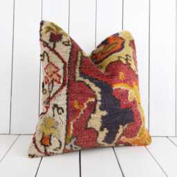 16x16 Kilim Pillow Cover, Turkish Bohemian Cushion - thumbnail 3
