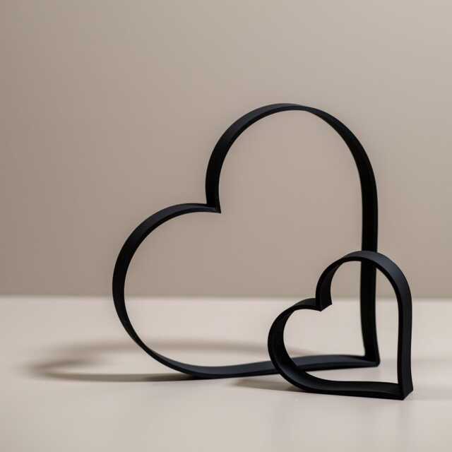 Freestanding Heart Ornaments Outline Set Love Home Decor, Shelf Or Media Wall Display Items - image 1