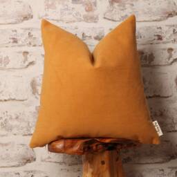 Color Block Corduroy Cushion Cover Mustard & Cream Mid-Century Modern - thumbnail 2