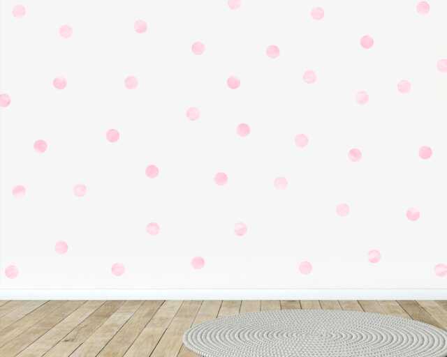 Pink Watercolor Polka Dot Wall Stickers - Kids Nursery Decor - Pack Of 40 - image 1