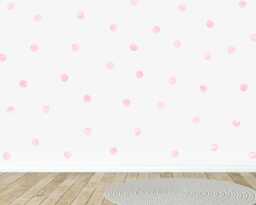 Pink Watercolor Polka Dot Wall Stickers - Kids Nursery Decor - Pack Of 40 - thumbnail 1