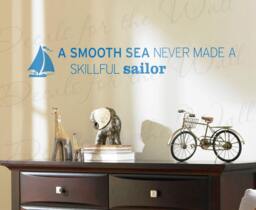 A Smooth Sea Never Made Skillful Sailor Office Inspirational Motivational Wall Quote Sticker Art Vinyl Decal Lettering Decor Saying A02 - thumbnail 1