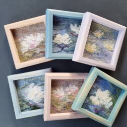 Handwoven Water Lilies Tapestry Framed Floral Wall Art - thumbnail 3
