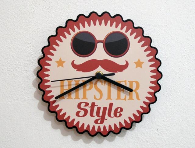 Hipster Style Badge - Wall Clock - image 1