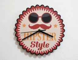 Hipster Style Badge - Wall Clock - thumbnail 1