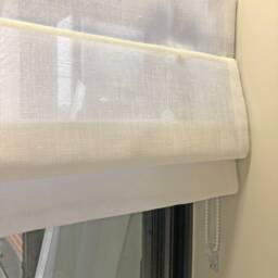 White Sheer Faux Linen Roman Shade, Custom Window Treatment - thumbnail 3