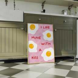 I Like Mine With A Kiss Eggs Wall Art Print - Vibrant Illustrated Kitchen Poster - thumbnail 2