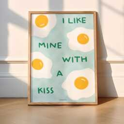 I Like Mine With A Kiss Eggs Wall Art Print - Vibrant Illustrated Kitchen Poster - thumbnail 3