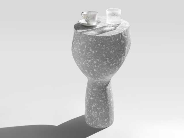 Concrete Pedestal Side Table, Sculptural Brutalist Accent Handmade Modern Minimalist Furniture - image 1