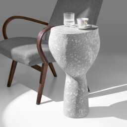 Concrete Pedestal Side Table, Sculptural Brutalist Accent Handmade Modern Minimalist Furniture - thumbnail 2