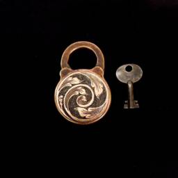 Hand Engraved/Sculpted Solid Brass Skull Pirate Tresure Chest Lock - thumbnail 3