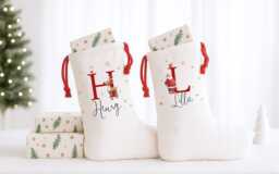 Personalised Christmas Stockings & Santa Sacks - Custom Name Xmas Stockings, Family Matching Gift Bags, Holiday Fireplace Decor