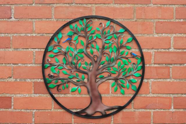 Colorful Tree Of Life Wall Art With Birds - Bronze Finish - 60cm - image 1