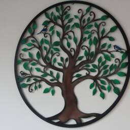 Colorful Tree Of Life Wall Art With Birds - Bronze Finish - 60cm - thumbnail 3